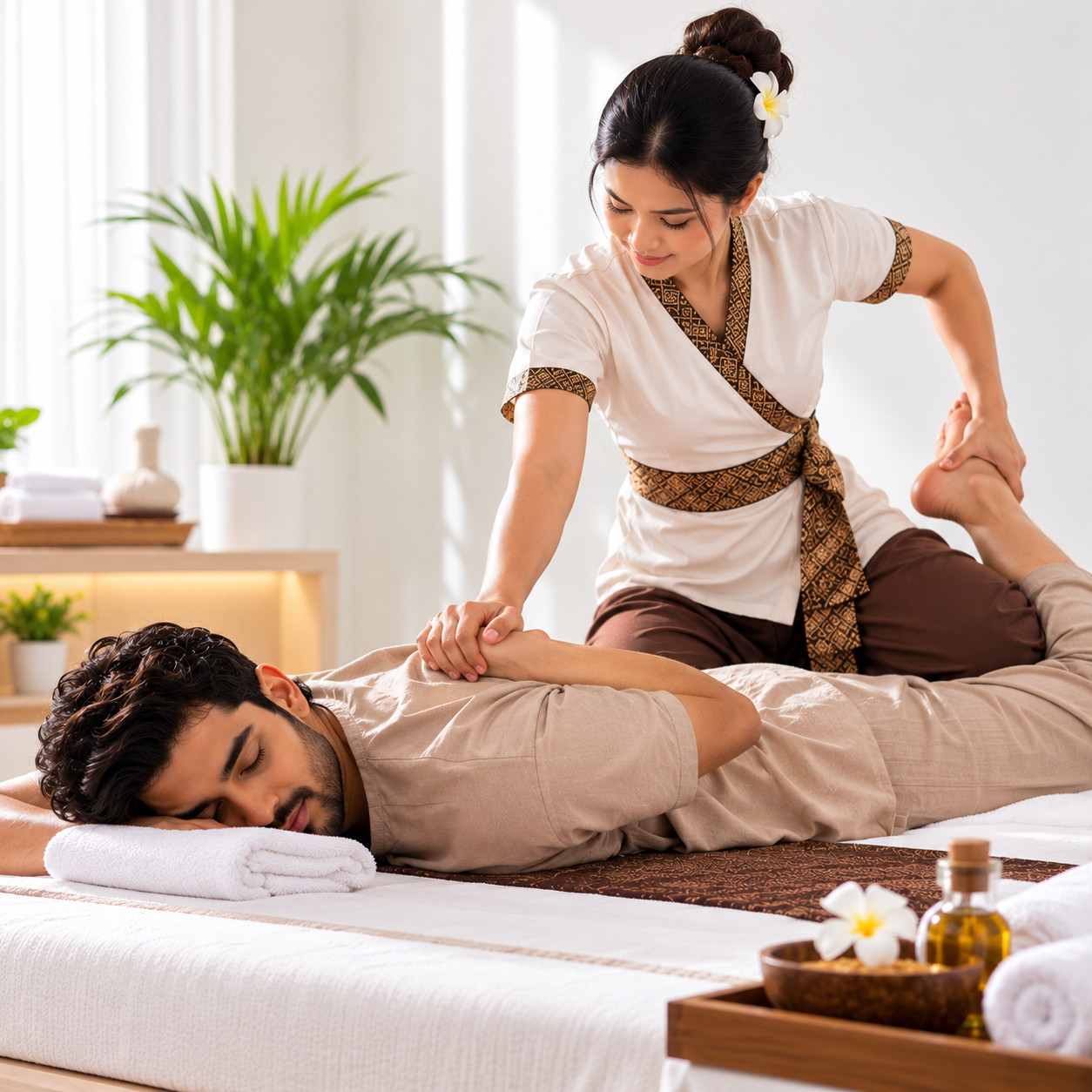Thai massage treatment at Ocean Thai Spa in Indore